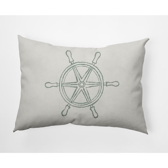 E by Design Large Ship Wheel Nautical Indoor/Outdoor Lumbar Throw Pillow