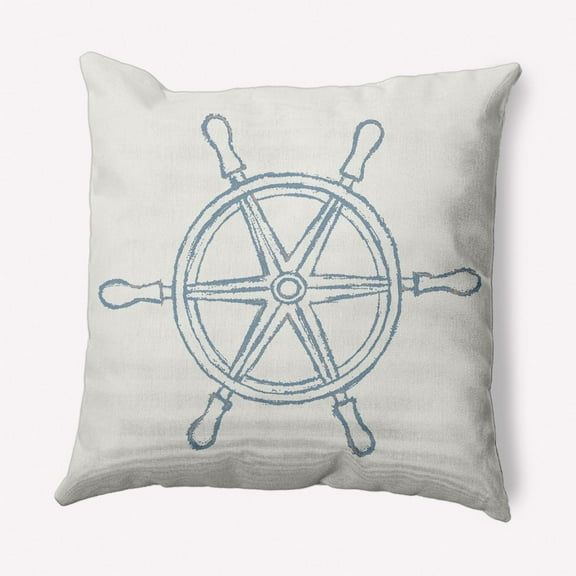 E by Design Large Ship Wheel Nautical Indoor/Outdoor Throw Pillow