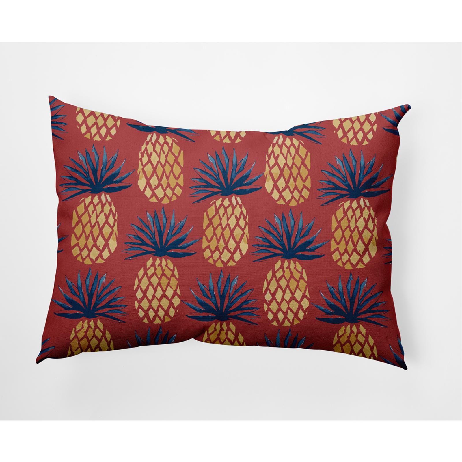 E by Design Pineapple Stripes Nautical Indoor/Outdoor Lumbar Throw Pillow