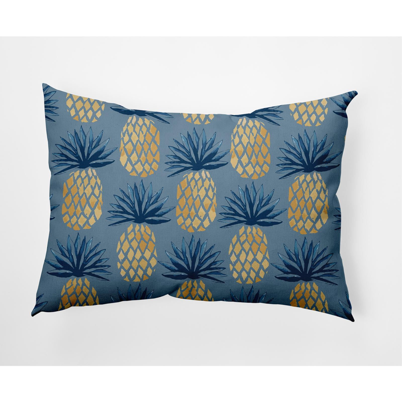 E by Design Pineapple Stripes Nautical Indoor/Outdoor Lumbar Throw Pillow