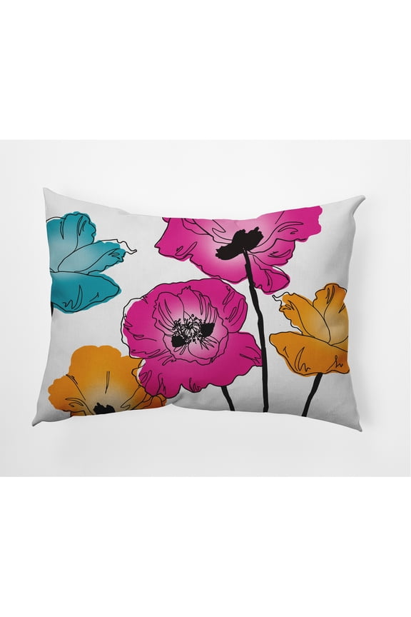 Popping Poppies Indoor/Outdoor Lumbar Throw Pillow