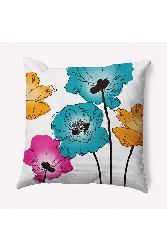 Popping Poppies Indoor/Outdoor Throw Pillow