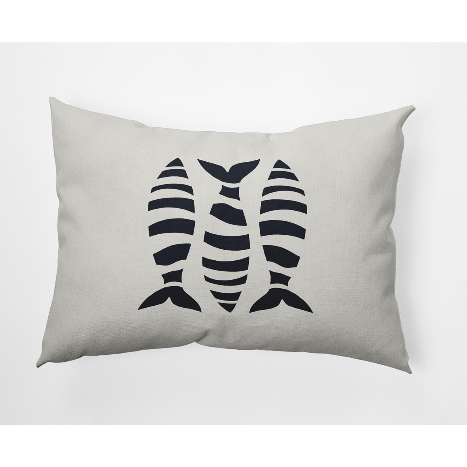 E by Design Puzzle Fish Nautical Indoor/Outdoor Lumbar Throw Pillow