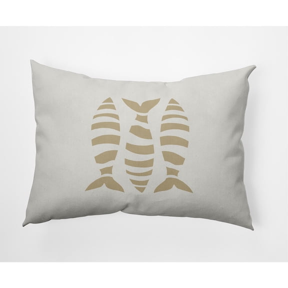 E by Design Puzzle Fish Nautical Indoor/Outdoor Lumbar Throw Pillow