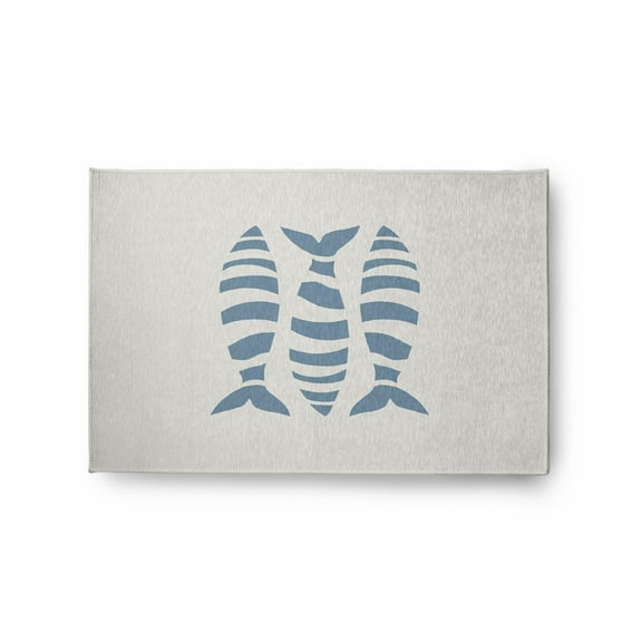 E by Design Puzzle Fish Nautical Indoor/Outdoor Rug - Dusty Smoke - 2 x 3 ft.