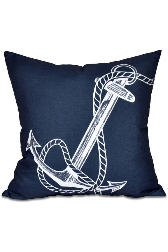 Simply Daisy 16” x 16” Navy Blue Outdoor Polyester Decorative Pillow, Weather-Resistant