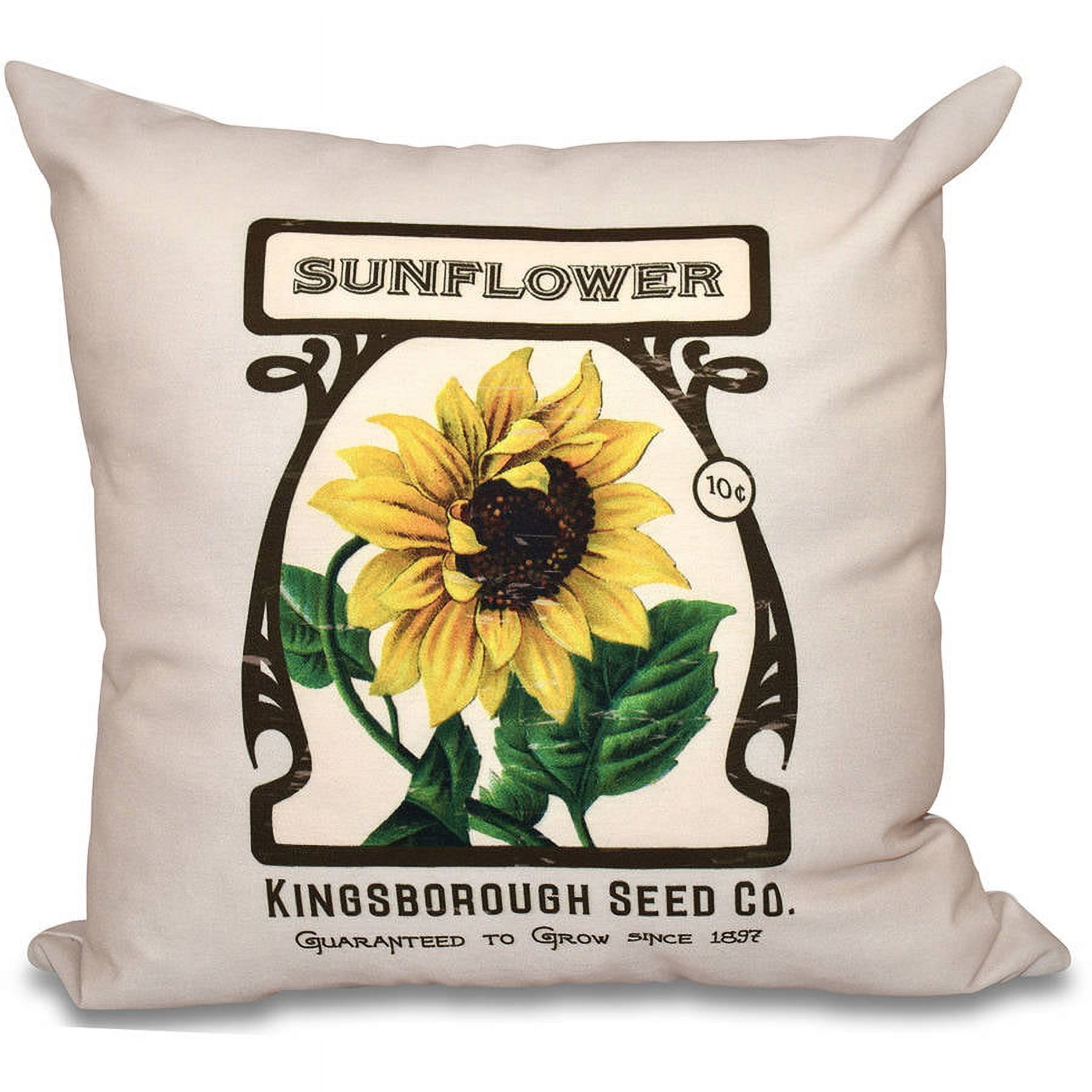 E by Design Simply Daisy 16” x 16” Sunflower Floral Polyester Throw Pillow