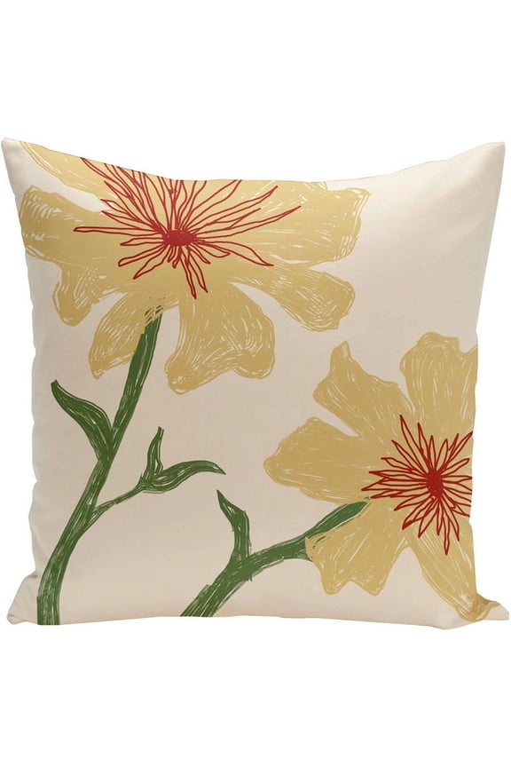 Simply Daisy 16” x 16” Yellow/Ivory Polyester Decorative Pillow