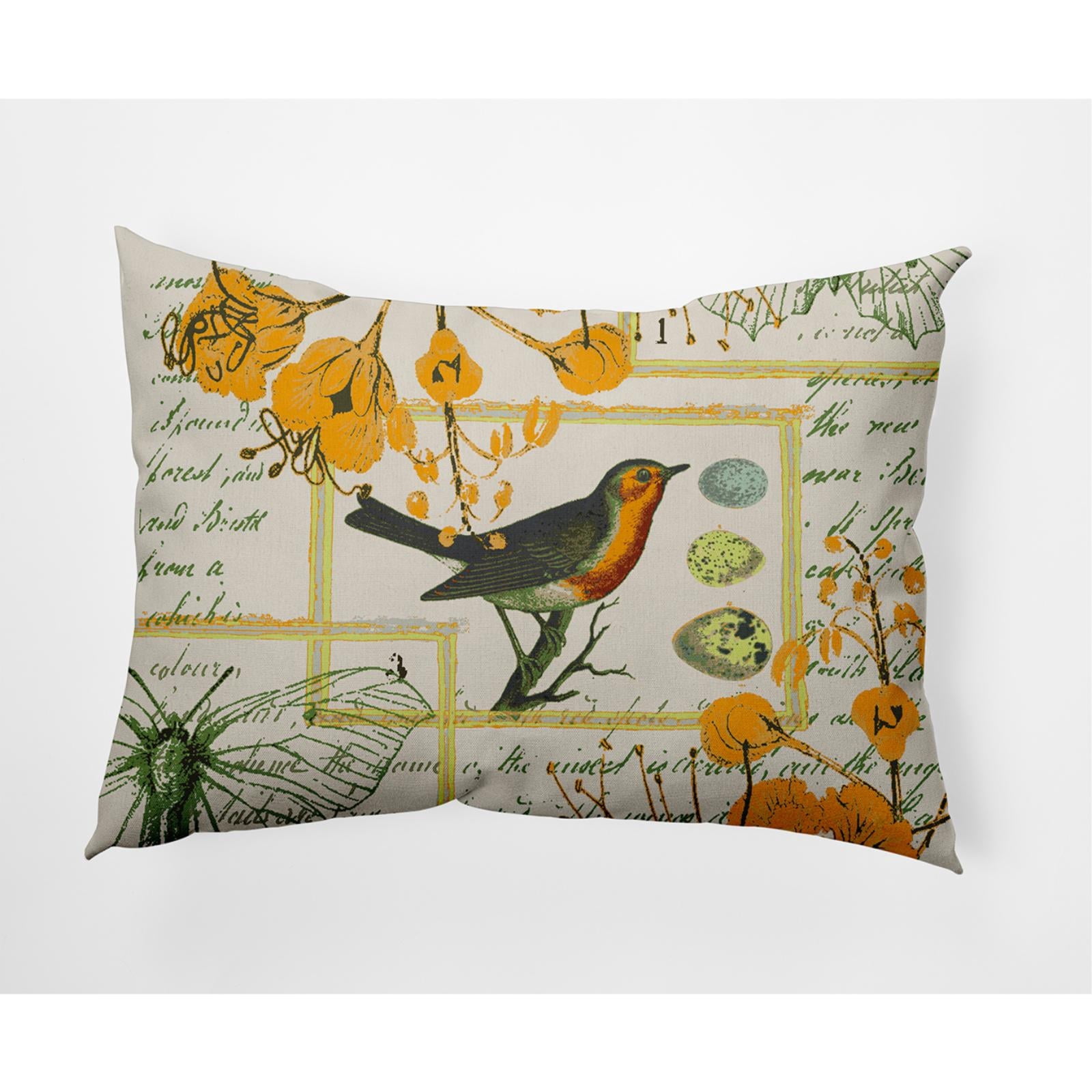14" x 20" Simply Daisy Singing Bird Indoor/Outdoor Lumbar Throw Pillow