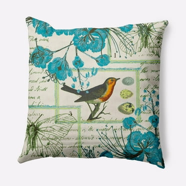 E by Design Singing Bird Indoor/Outdoor Throw Pillow