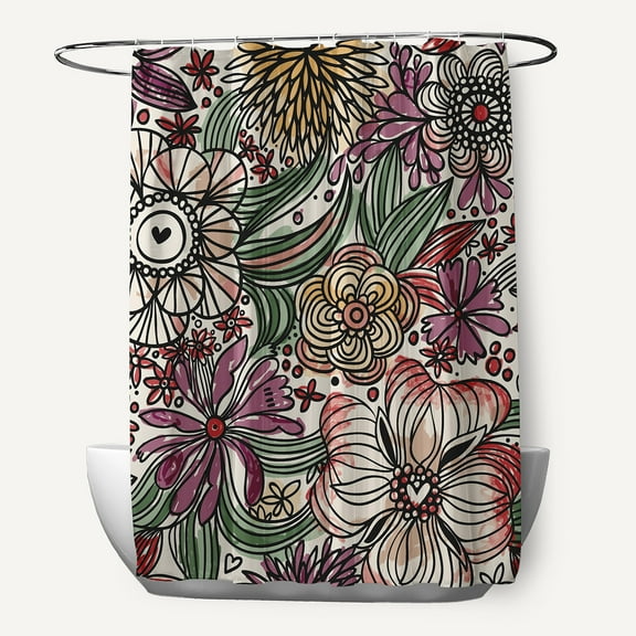 E by Design Zentangle Shower Curtain