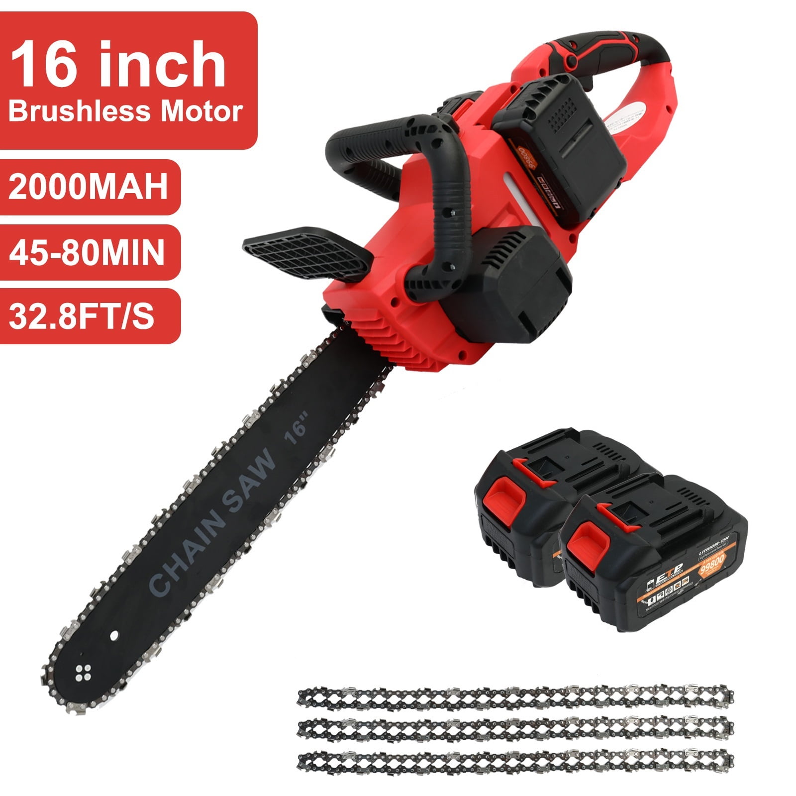 Walmart Deals of E-commerce Giant 16" Cordless Chainsaw, 42V Battery Powered Brushless Chainsaw Kit for Tree Trimming, 1350W