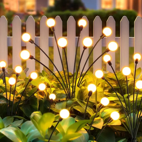 Solar Garden Lights Outdoor Decorative, 8 Pack Swaying Firefly Lights, Solar Garden Stake Lights LED Waterproof, Garden Decor for Yard Patio Pathway, Warm White