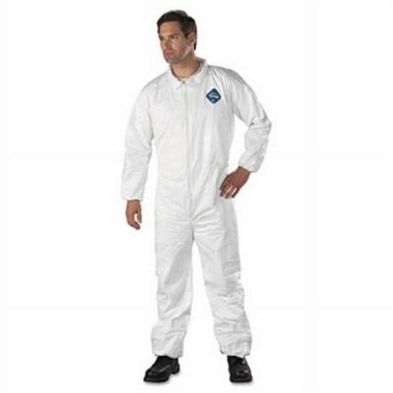 E.i. Dupont De Nemours Hd Polyethylene Tyvek Elastic Cuff Coveralls, White&Large-25 per Case