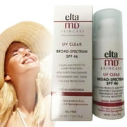 E-l-ta M-D UV Clear Deep Tint Face Cream SPF 46,Oil-Free Tinted Mineral Protection with Zinc Oxide and 5% Niacinamide,Lightweight Facial Moisturizer for Sensitive,1.7oz/48g,Clear Untinted