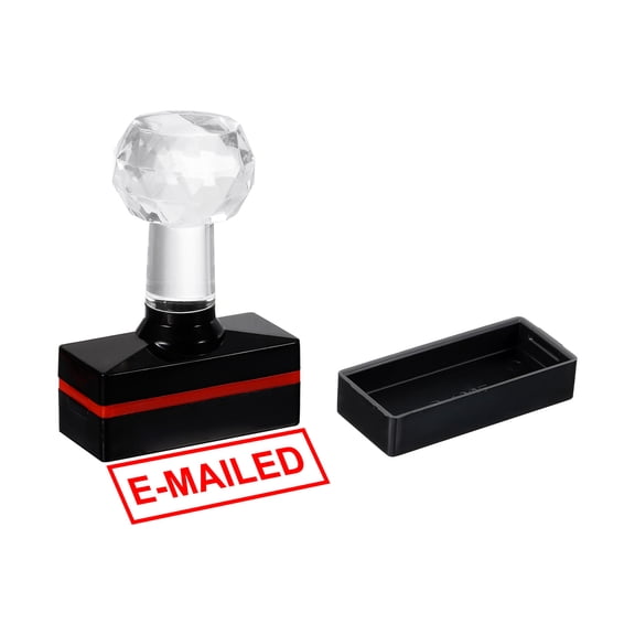 Uxcell Black Plastic Stamp Self Inking Red Ink Office Stamps Pre Inked Message Stamp 1.8'' x 0.8'' E-mailed