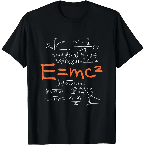 E=mc2 Math and Science Equations Albert Einstein Physics Formula Unisex T-Shirt, S-5XL