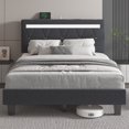 thumbnail image 1 of E-motie Full Bed Frame with 2 Bluetooth Speakers, Upholstered Platform Bed with Led Headboard, Charging Station, Gray, 1 of 8