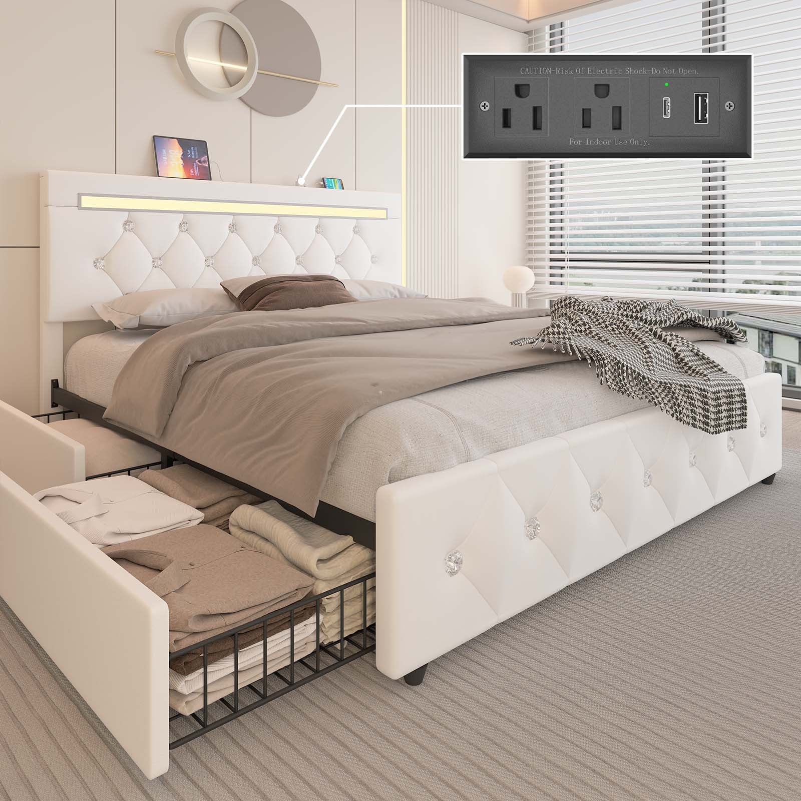 Bed Frame With Charging Ports