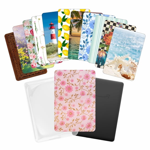 E-reader Cardstock Paper Inserts for Clear Case  12 pk 4.88x6.73 White 11th Generation 6.8 Screen Compatible Put Behind Case Floral Beach