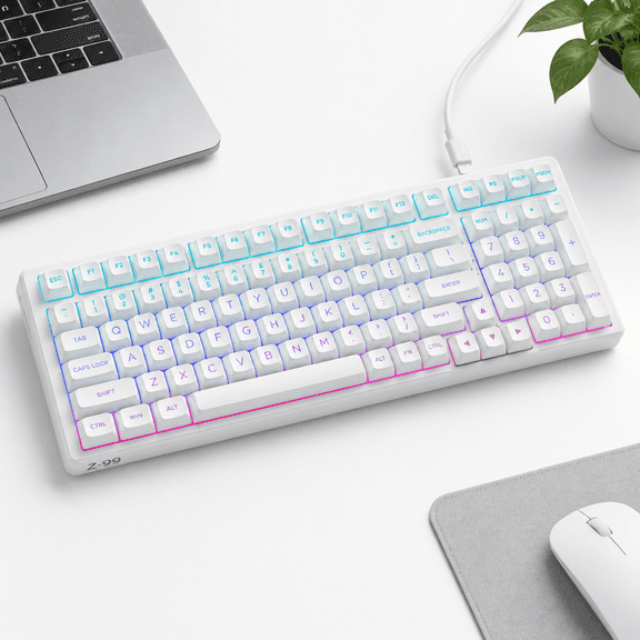 E-yooso Creamy Mechanical Wired Rgblit White