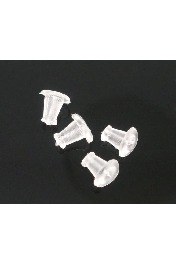 E007B - 500 pcs (250 Pairs) Clear Rubber Earring Back Stoppers - 5mm x 5mm - Triangle