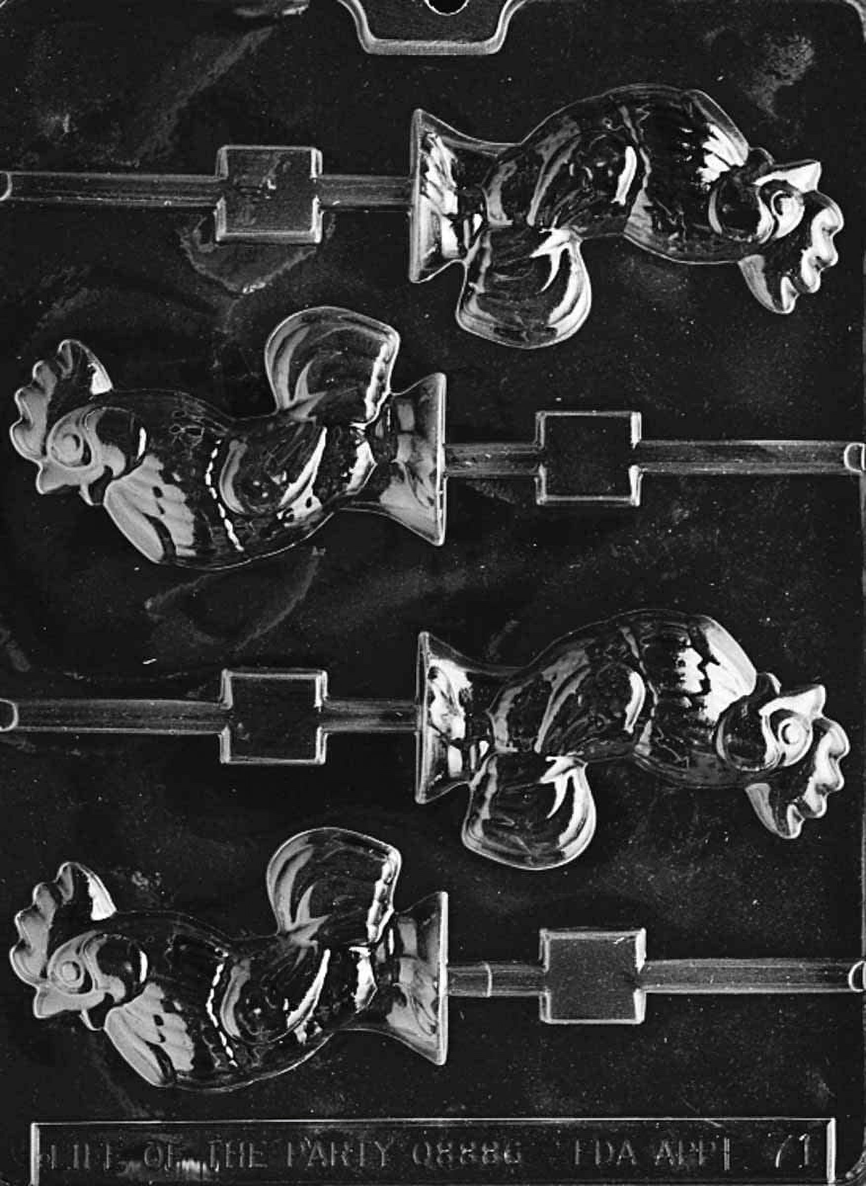 E071 Rooster Lollipop Chocolate Candy Soap Mold with Exclusive Molding