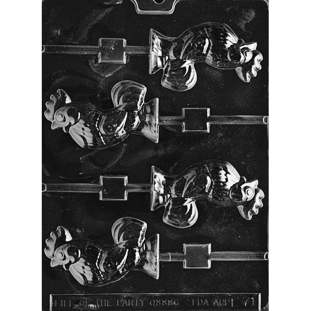 E071 Rooster Lollipop Chocolate Candy Soap Mold with Exclusive Molding … (1)