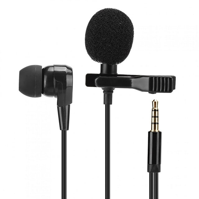 E1 Black Mini Collar Clip Microphone Headphone with for Mobile Phone