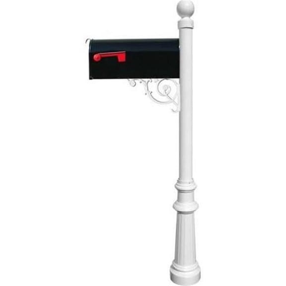 E1 Economy Mailbox System with Fluted Base & Ball Finial, White