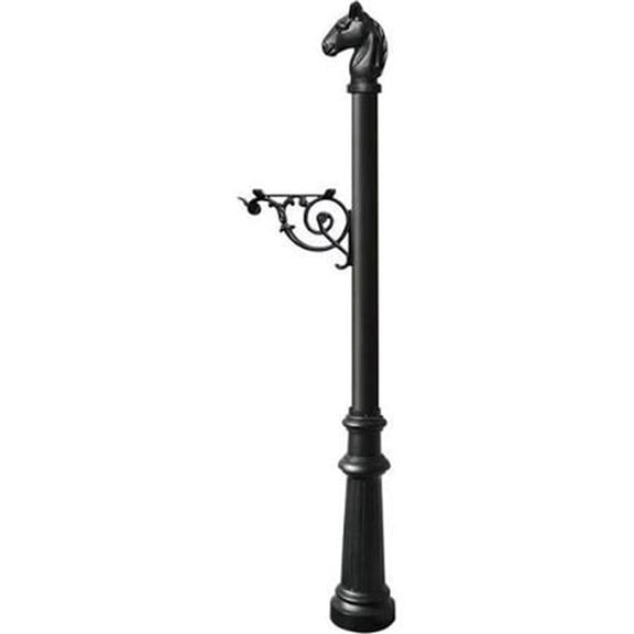 E1 Economy Mailbox System with Fluted Base & Horsehead Finial, Black
