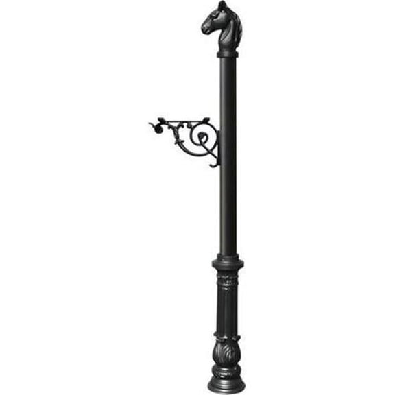 E1 Economy Mailbox System with Ornate Base & Horsehead Finial, Black