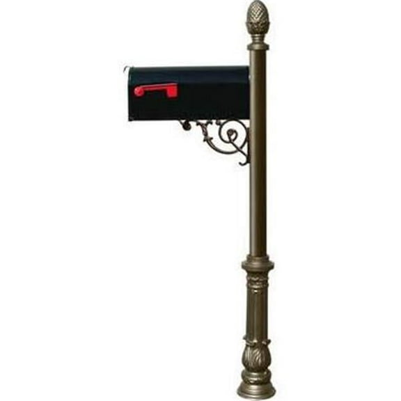 E1 Economy Mailbox System with Ornate Base & Pineapple Finial - Bronze