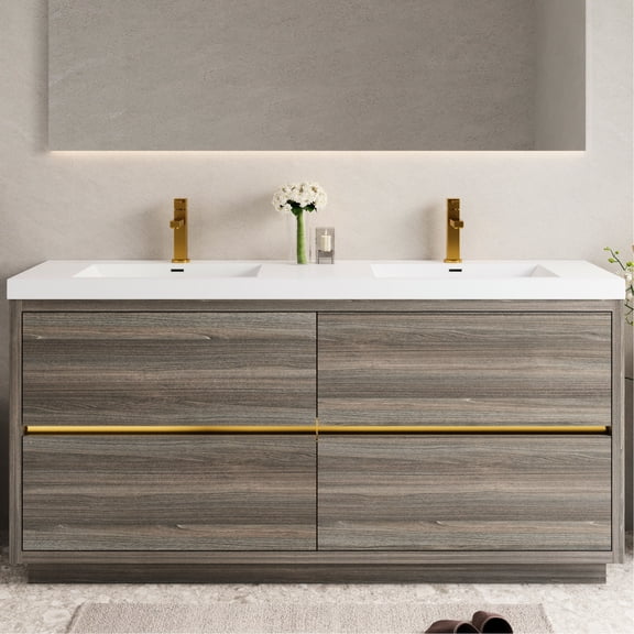 E1 Grade Eco - friendly Panels, Invisible Handles | Pre - assembled for Time - saving, Separate Storage and Drainage | Formaldehyde - free and Easy - to - use Bathroom Solution