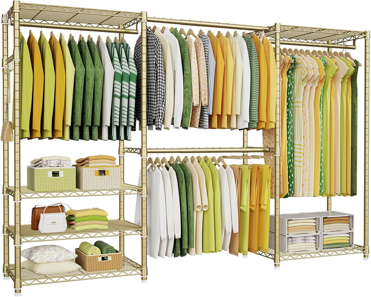E1 Heavy Duty Closet Garment Rack, 6 Tiers Adjustable Metal ...