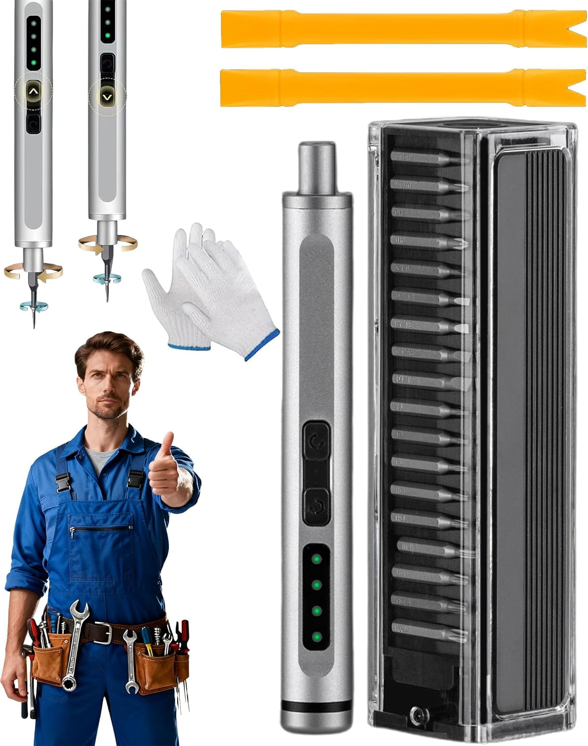 E1 Max 3.7v Mini Electric Screwdriver - 44-in-1 Magnetic Bits Set with Pop-Up Storage Box,3 Torque Settings with Joint-Friendly Control for Repairing Phones,Cameras etc