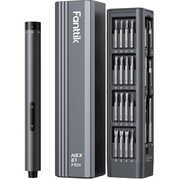 E1 Max Electric Screwdriver, Mini Precision Screwdriver Set, 50 Magnetic Bits, Magnetic Storage, 5/32Hex, Repair Tool Kit for Electronics Phone Camera Laptop Watch (Grey)