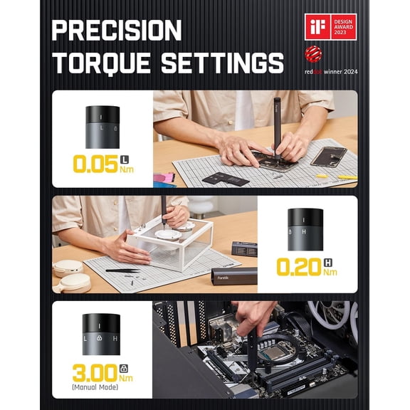 E1 Max Electric Screwdriver, Mini Precision Screwdriver Set, 50 Magnetic Bits, Magnetic Storage, 5/32‘’Hex, Repair Tool Kit for Electronics Phone Camera Laptop Watch (Grey)