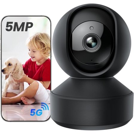 E1 Pro(Black) 3K PT Indoor Camera for & Pet , Auto , 5MP Night Vision by F1.6 Aperture, Person/Pet/ Crying Detection, 2.4/5GHz , Two-Way Audio