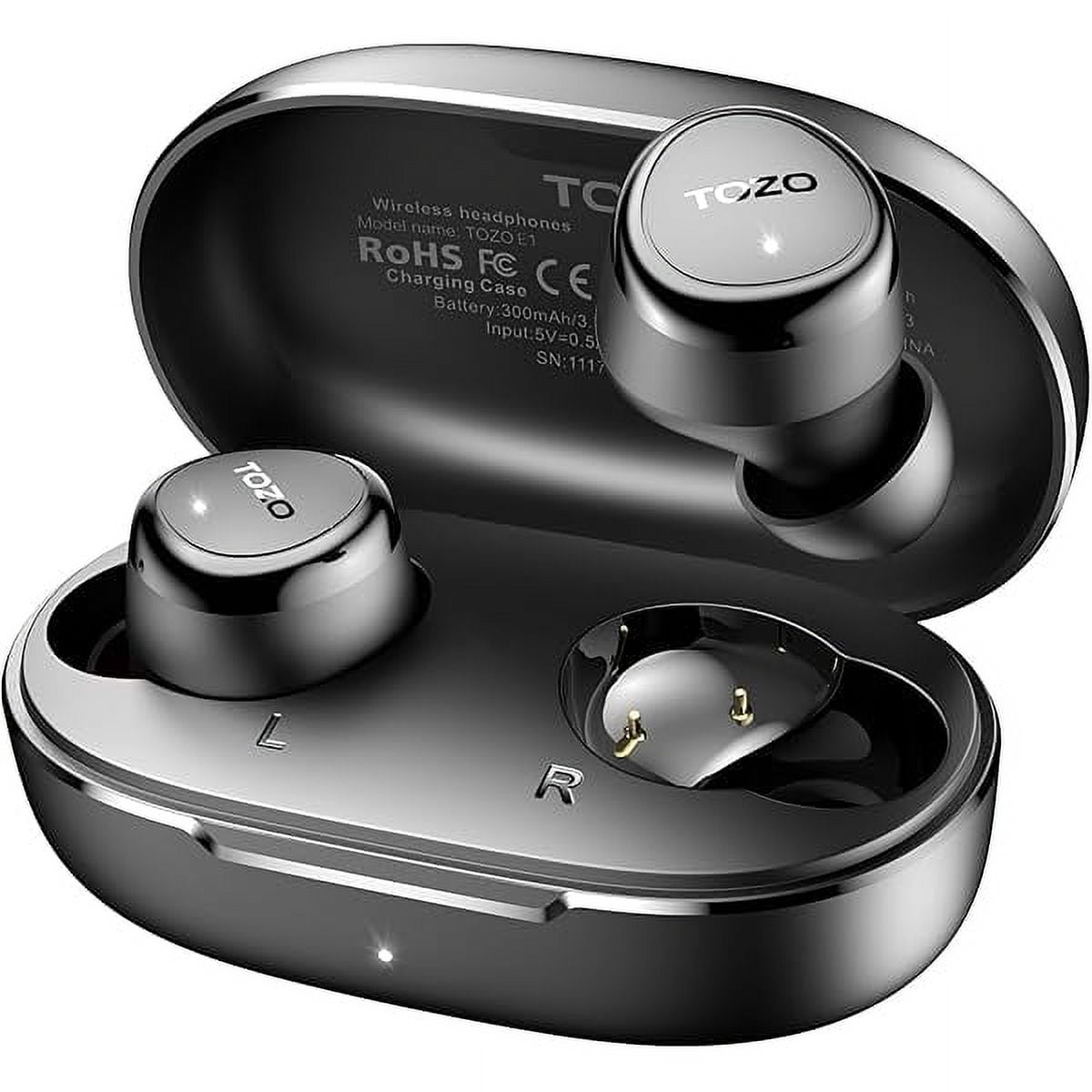 E1 Wireless Earbuds Build in Mic Clear Calls Ergonomic Light Weight Bluetooth 5.3 in Ear Headphones IPX6 Waterproof Premium Stereo Sound Ear Buds 30H Playtime with 32 EQs via APP, Black