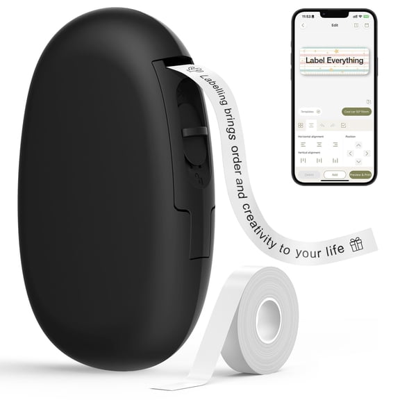 E10 Label Maker Machine With Tape  Continuous Waterproof Versatile App 35 Fonts And 1k+ Icons Inkless Labeler For Home Kitchen School Office Organization Black