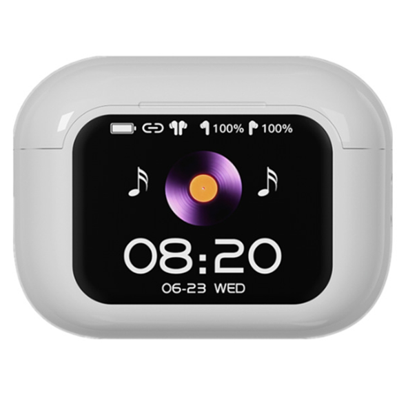 E11 Full Color Touch Screen Bluetooth Headset ANC Active Noise Reduction with Screen Display V8 Bluetooth Headset,1set * E11 touch screen Bluetooth headset,White