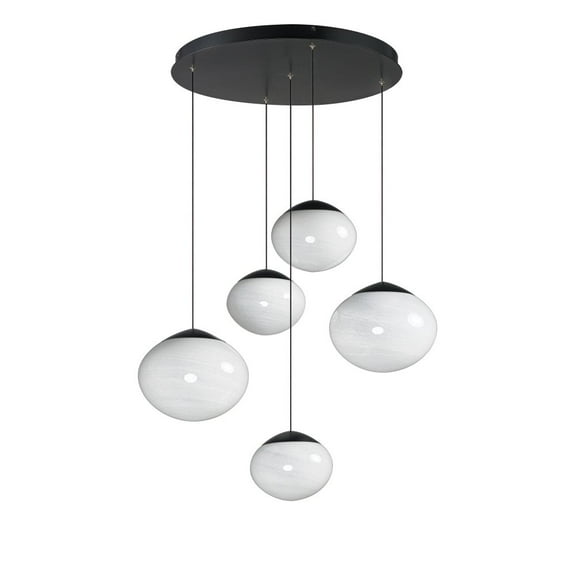 E11525-113BK ET2 Lighting Nimbus - 7W 5 LED Pendant-8 Inch Tall and 26.25 Inch Wide