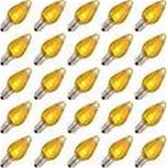 E12 & C7 Yellow Twinkle Transparent LED Bulb - 25