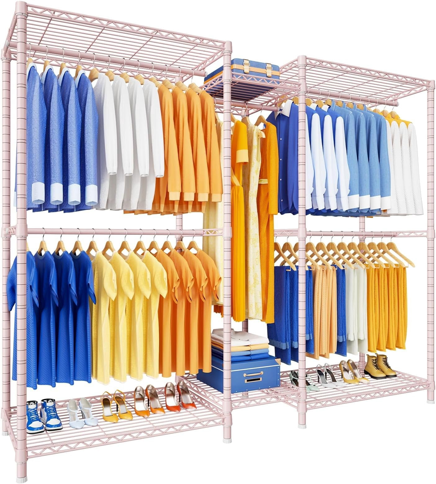Section Rack For Clothes E12 Clothes Rack,Heavy Duty Freestanding Garment Rack with Shelves ...