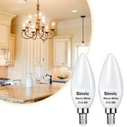 Sinvic 4W LED Candelabra Bulb, 40W Equivalent Warm White Appliance Light Bulbs, 2-Pack