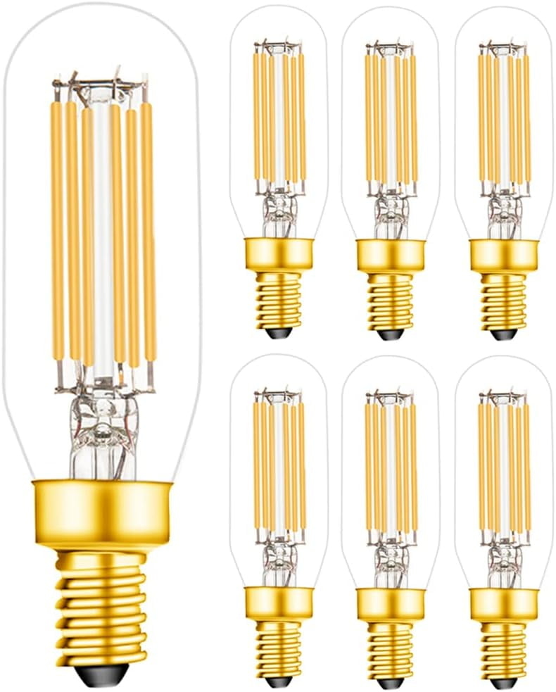 E12 LED Bulb, 60 watt Equivalent Candelabra Dimmable Chandelier Light Bulbs 6W 2700K Warm White Clear 600lm T6 E12 LED Edison Filament Vintage Candle Bulb with Decorative, AC120V, 6 Pack