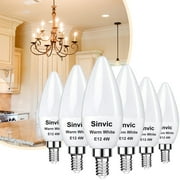 E12 LED Bulb, 6PCS E12 Candelabra Bulb 4W Daylight White 3000K, Long Lifespan E12 Candelabra Base Bulb for Ceiling Fan Light Bulb