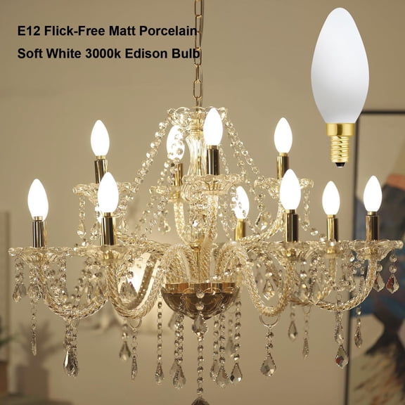 E12 LED Bulb,Frosted Chandelier Light Bulbs 40 Watt Equivalent,Type B Candle Light Bulbs,Milky White Candelabra LED Bulb,Small Base, Dimmable,4W 3000K Soft White 400lm,6Pack