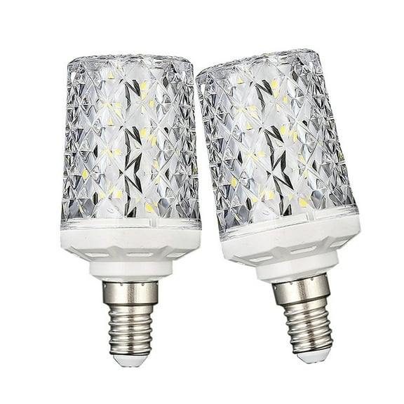 E12 LED Bulbs,Modern Craft Crystal lamp,6000K Daylight White 18W LED Light Bulbs Equivalent 100W, 360° Beam Angle,AC 85-265V, Small Edison Screw SES LED Corn Lamp, Not Dimmable(2 Pack)